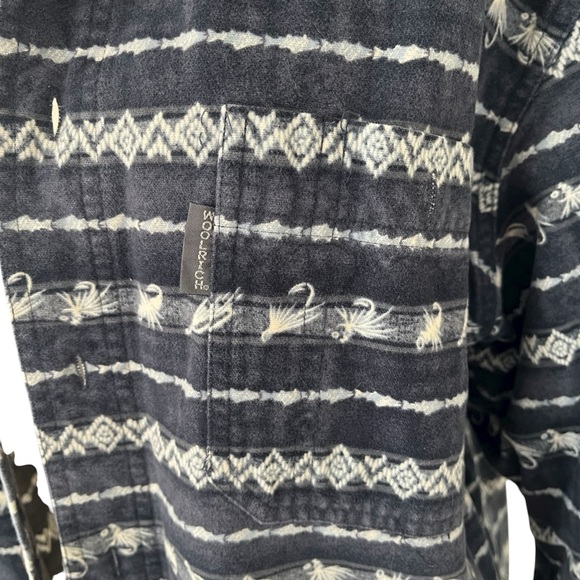 Woolrich blue flannel fishing lure print button down shirt Men’s M - Picture 6 of 13